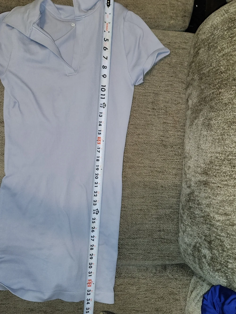 Light Blue V-Neck Short Sleeve Women's Dress